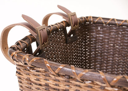 Retrospec Bicycles Cane Woven Rectangular Toto Basket with Authentic Leather Straps and Brass Buckles