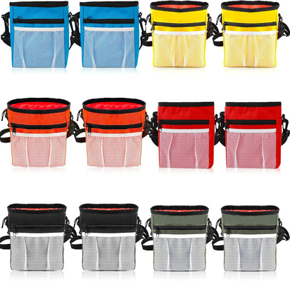 Hillban 12 Pcs Dog Treat Training Pouch Dog Treat Bag with Waist Shoulder Strap Bulk 6 Colors Convenient Pouch 3 Ways to Wear Drawstring Closure Holder for Treats Kibbles