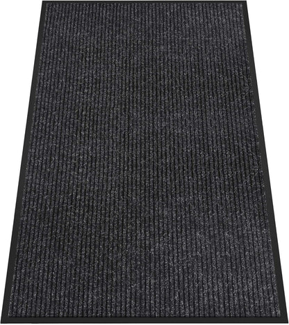 Indoor Outdoor Door Mat, 8' x 4' Doormat for Entryway, Rubber Backing Non Slip Front Door Mat Outside Entrance, Super Absorbent Commercial Floor Mat for Home Office, Black