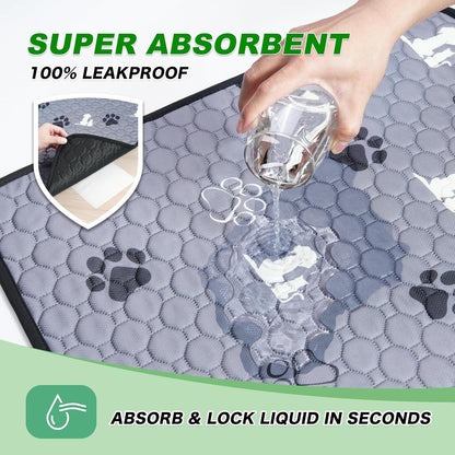 Washable Pee Pads, Puppy Pee Pad for Dogs, 2 Pack Absorbent Reusable Training Dog Pads Pet Puppy Pads, Non-Slip Potty Pads for Whelping, Playpen, Crate, Bed, Grey 36"x36"