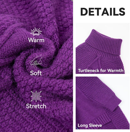 cyeollo 4XL Dog Sweater,Pullover Turtleneck for Large Dogs Classic Knitwear Fall Winter Cold Weather Dog Clothes Warm Pet Apparel Large Big Dogs Sweaters Male, Purple XXXXL