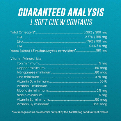 Nutramax Welactin Omega 3 Fish Oil for Dogs, Skin and Coat Health Supplement, Plus Immune and Overall Health, Premium Omega 3 Fatty Acids, Multivitamin For Dogs, Soft Chews, 60 Count