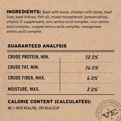 Vital Essentials Freeze-Dried Raw Beef & Chicken Meal or Mixer Cat Food Crunchy Nibs, 8 oz