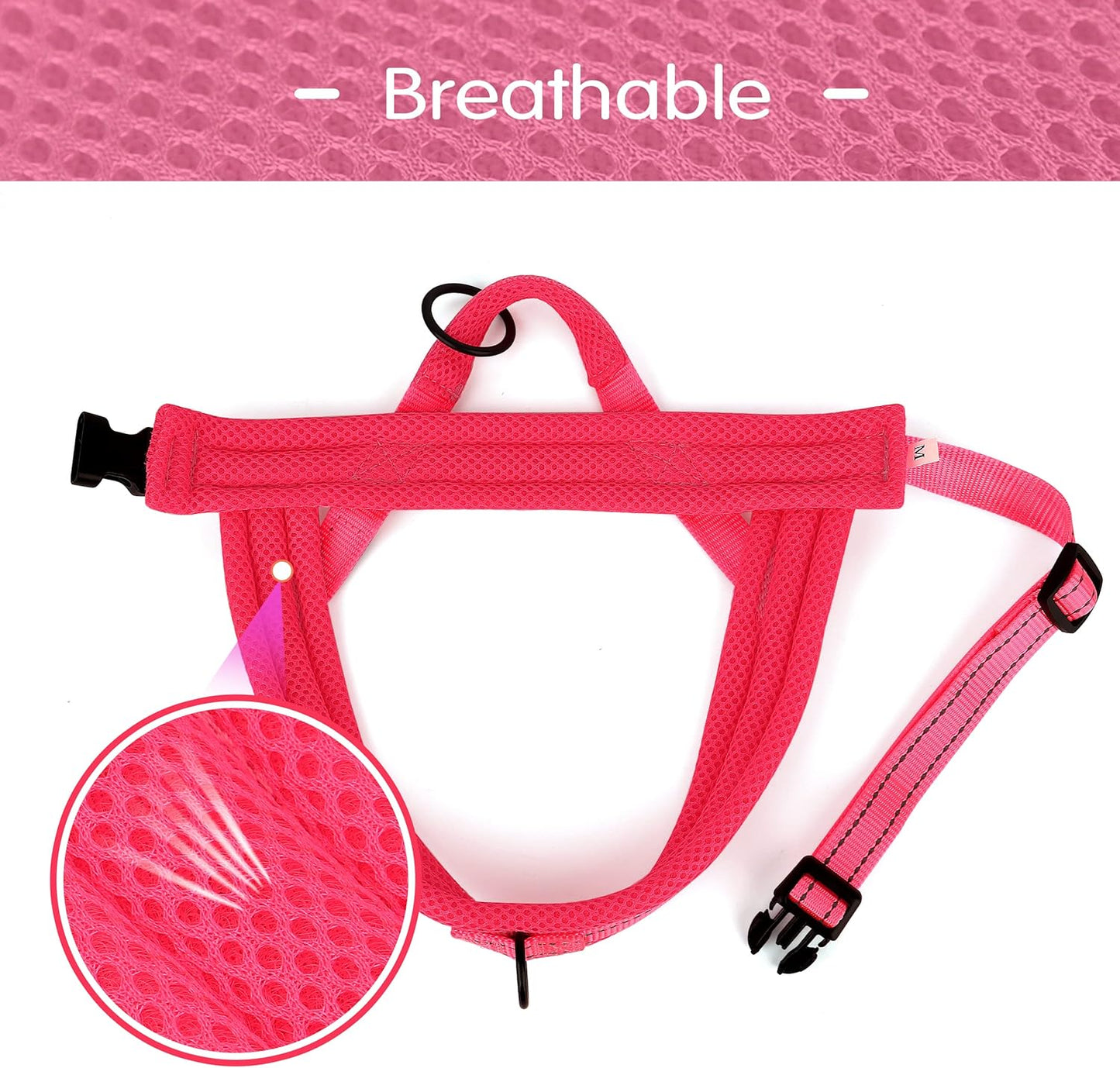 Didog No Pull Dog Harness with Soft Mesh Padded,Reflective & Quick Fit Light Weight Dog Strap Vest Harness,Easy for Walking Training (L:Chest 26-32", Pink)