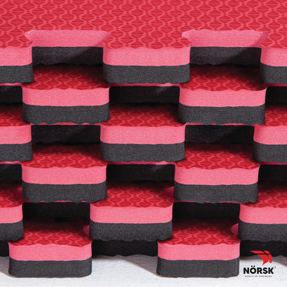 Norsk Dual-Sided Reversible 1/2" Foam Exercise Mats for Home Gym - Interlocking EVA Foam Tiles