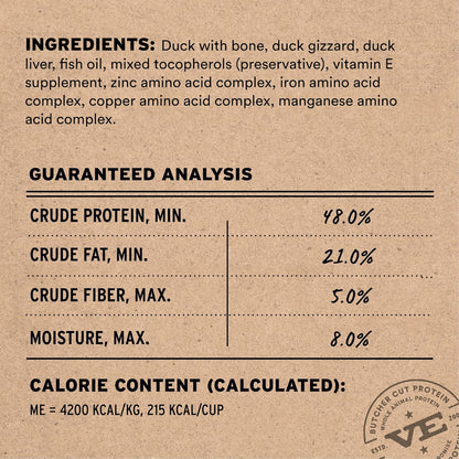 Vital Essentials Freeze-Dried Raw Duck Meal or Mixer Cat Food Crunchy Nibs, 8 oz