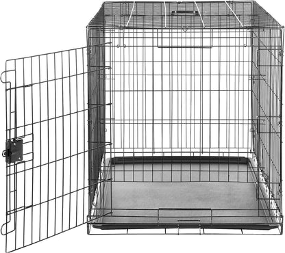 Amazon Basics Durable, Foldable Metal Wire Dog Crate with Tray, Single Door, 42 x 28 x 30 in, Black