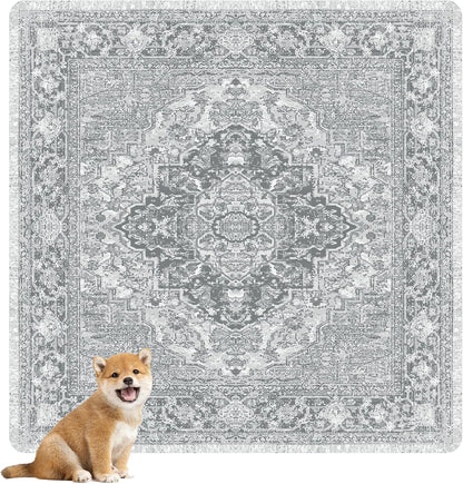 nunubaby Washable Pee Pads for Dogs, Stylish, Non-Slip and Leak-Proof Pee Pads. Reusable Potty Pads for Dogs for Crates and Floors.(Gray/Geo, 54" x54" )