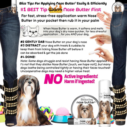 The Blissful Dog Lhasa Apso Nose Butter for Dry, Cracked Skin, Lick-Safe Dog Nose Balm with Moisturizing Shea Butter, Almond, Olive, and Essential Oils, Pet Supplies, Uncented, 1 oz.