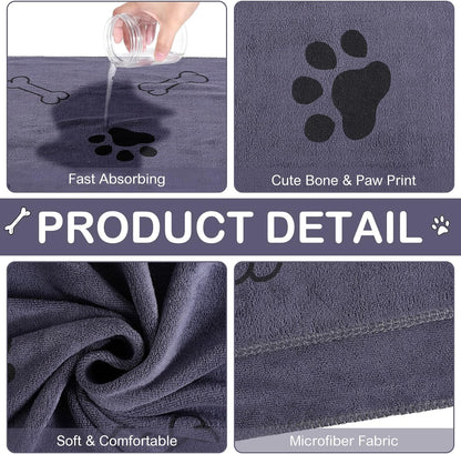 Chumia 8 Pcs Dog Towels for Drying Dogs Cats Pet Towels Bulk Puppy Microfiber Quick Drying Paw Bath Bathing Supplies Absorbent for Medium Pets(Gray,18 x 28 Inch)