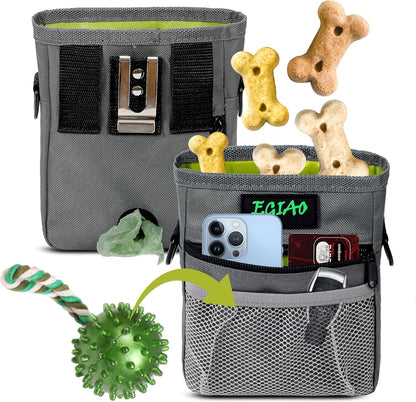 Dog Treat Pouch 2.0, Strong Magnetic Closure, Poop Bag Dispenser (Including Collapsible Dog Bowl, Training Clicker, Poop Bags)