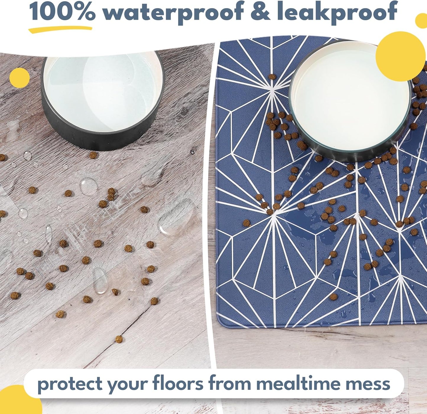 NALALAS Large Dog Mat for Food and Water, Cat Feeding Mat | Large Waterproof Dog Bowl Mat | Non-Slip Pet Food Mat for Floors | Pet Mats for Food and Water | Easy to Clean