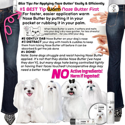 The Blissful Dog Maltese Nose Butter for Dry, Cracked Skin, Lick-Safe Dog Nose Balm with Moisturizing Shea Butter, Almond, Olive, and Essential Oils, Pet Supplies, Uncented, 0.50 oz.