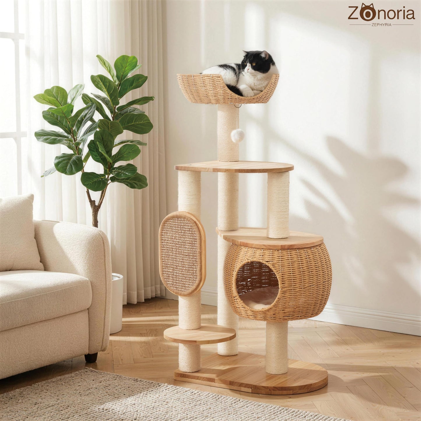 Modern Cat Tree，Cat Tower with Scratching Post. Chosen for real quality, fits naturally into modern