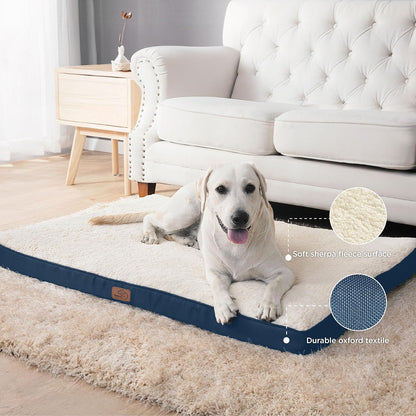 Bedsure Dog Beds Large Sized Dog - Orthopedic Flat Pet Beds with Removable Washable Cover, Egg Crate Foam Puppy Mat, Suitable for Pet Up to 65 lbs