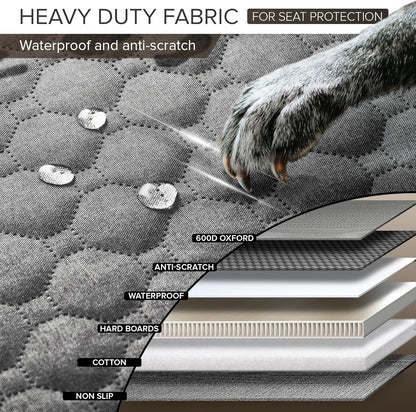 Back Seat Extender for Dogs, Heavy Duty Dog Car Seat Cover for Back Seat and Aggressive Chewer, Large Hard Bottom Car Seat Cover for Dogs, Dog Hammock for Car, Travel Pet Car Bed for Car, SUV, Truck