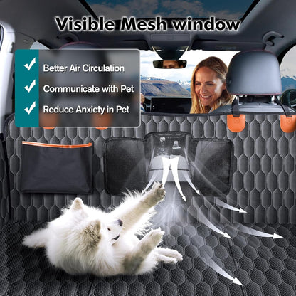 Back Seat Extender for Dogs-Supports 400lb,Hard Bottom Dog Car Seat Cover for Back Seat -Detachable,Scratch Proof Nonslip,Dog Hammock for Car,Truck with Anti-Slip Dispensing