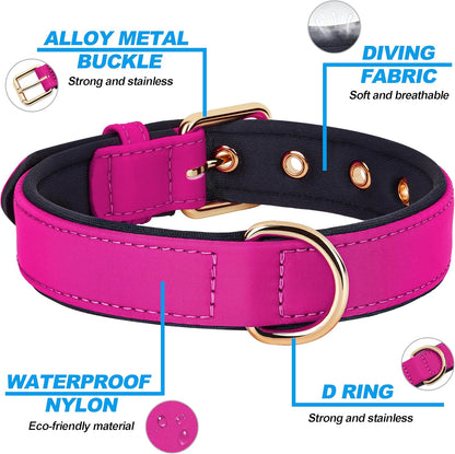 Didog Soft Padded Dog Collars for Small Dogs, Lightweight and Breathable Dog Collar with Metal Buckle for Puppy, Rose Purple, S