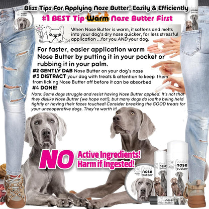 The Blissful Dog Weimaraner Nose Butter for Dry, Cracked Skin, Lick-Safe Dog Nose Balm with Moisturizing Shea Butter, Almond, Olive, and Essential Oils, Pet Supplies, Uncented, 0.15 oz.