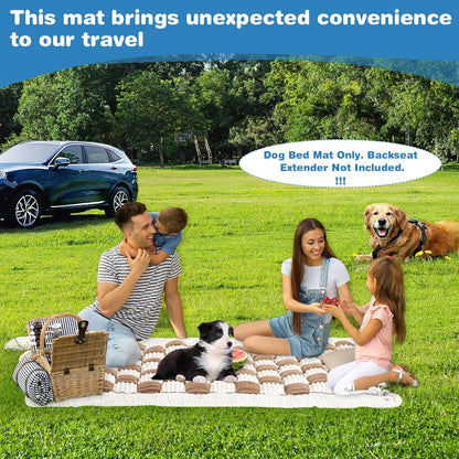 VClife Khaki Plaid Dog Car Bed Mat, Non-Slip Backseat Extender Pet Blanket, Washable Dog Bed Mat for SUVs, Sedans & Small Trucks, Portable Travel Pad for Dogs, Wear Resistant, Pet Friendly, 51"×23.6"