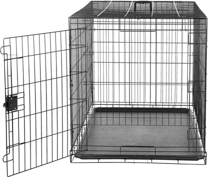 Amazon Basics Durable, Foldable Metal Wire Dog Crate with Tray, Single Door, 48 x 30 x 32.5 in, Black