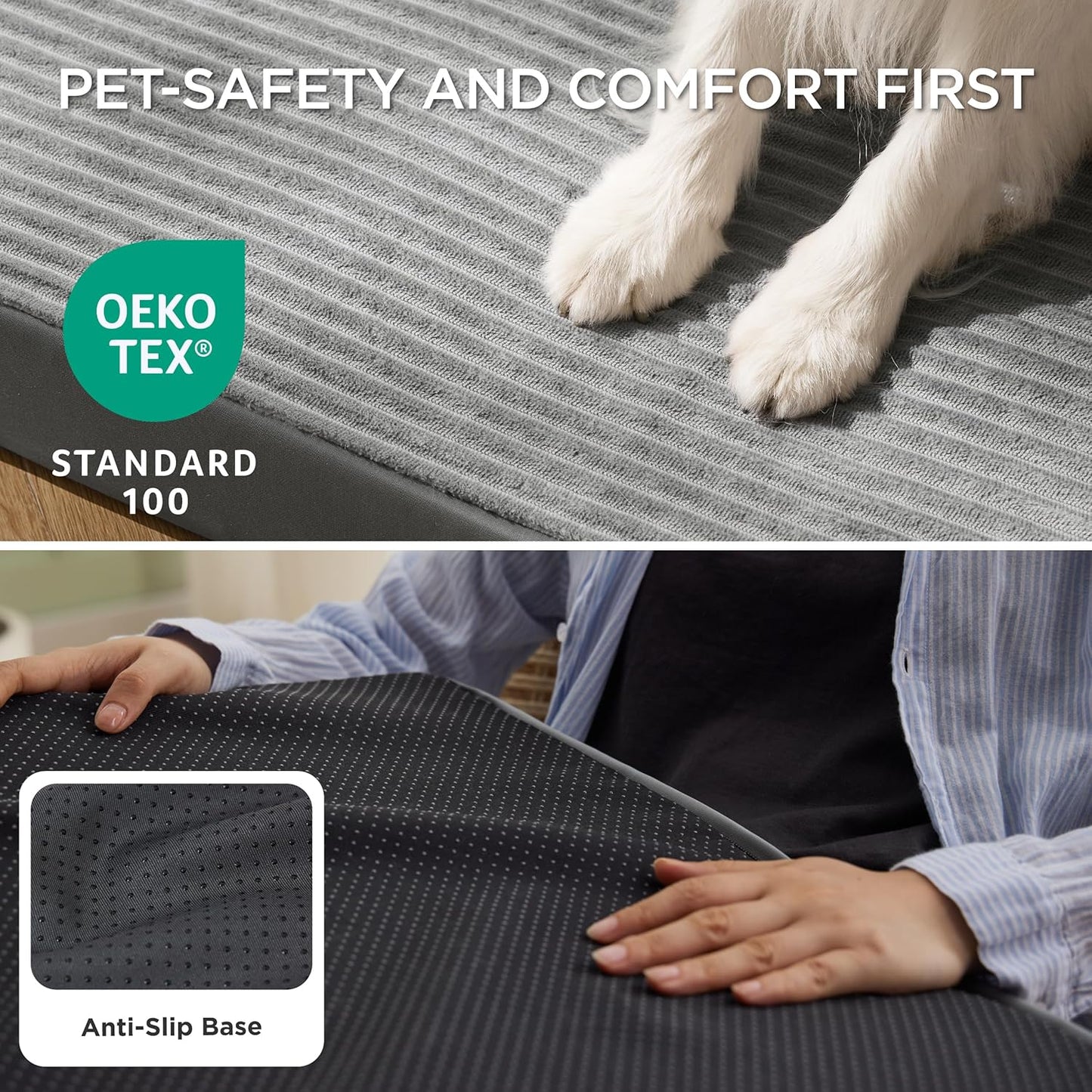 Bedsure XXL Dog Bed for Crate - Extra Large Orthopedic Pet Beds with Removable Machine Washable Cover, Egg Crate Foam Puppy Pad, Suitable for Pet Up to 100 lbs, 47"x29"