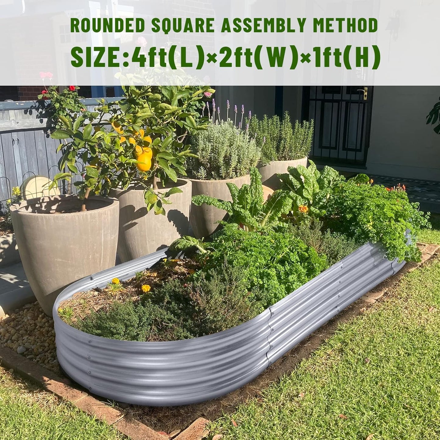 Land Guard Galvanized Raised Garden Bed Kit, Galvanized Planter Garden Boxes Outdoor, Oval Large Metal Raised Garden Beds for Vegetables…………