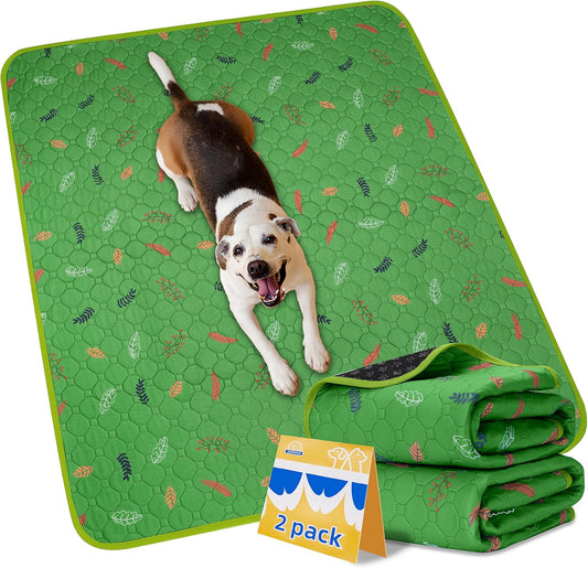 Sunheir 2-Pack Extra Large Reusable Dog Mat for Floor, Dog Playpen, Non-Slip Waterproof Super Absorbent Washable Pee Pads for Dogs, Pet Whelping Pads, Potty Training - Green, 36" x 41"