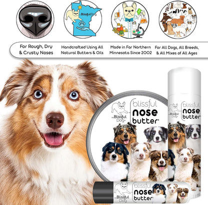 The Blissful Dog Australian Shepherd Nose Butter for Dry, Cracked Skin, Lick-Safe Dog Nose Balm with Moisturizing Shea Butter, Almond, Olive, and Essential Oils, Pet Supplies, Uncented, 8 oz.