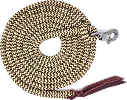 Double Braid Lead Rope with Eye Splice Loop, 12-14FT Lengths (Brown with Beige, 12 ft.)