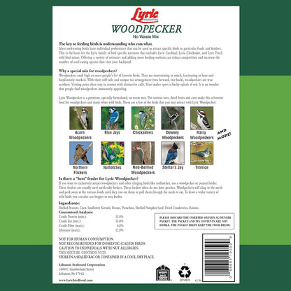 Lyric Woodpecker Wild Bird Seed, No Waste Bird Seed with Nuts, Dried Fruit & Shelled Seeds - 20 lb. Bag