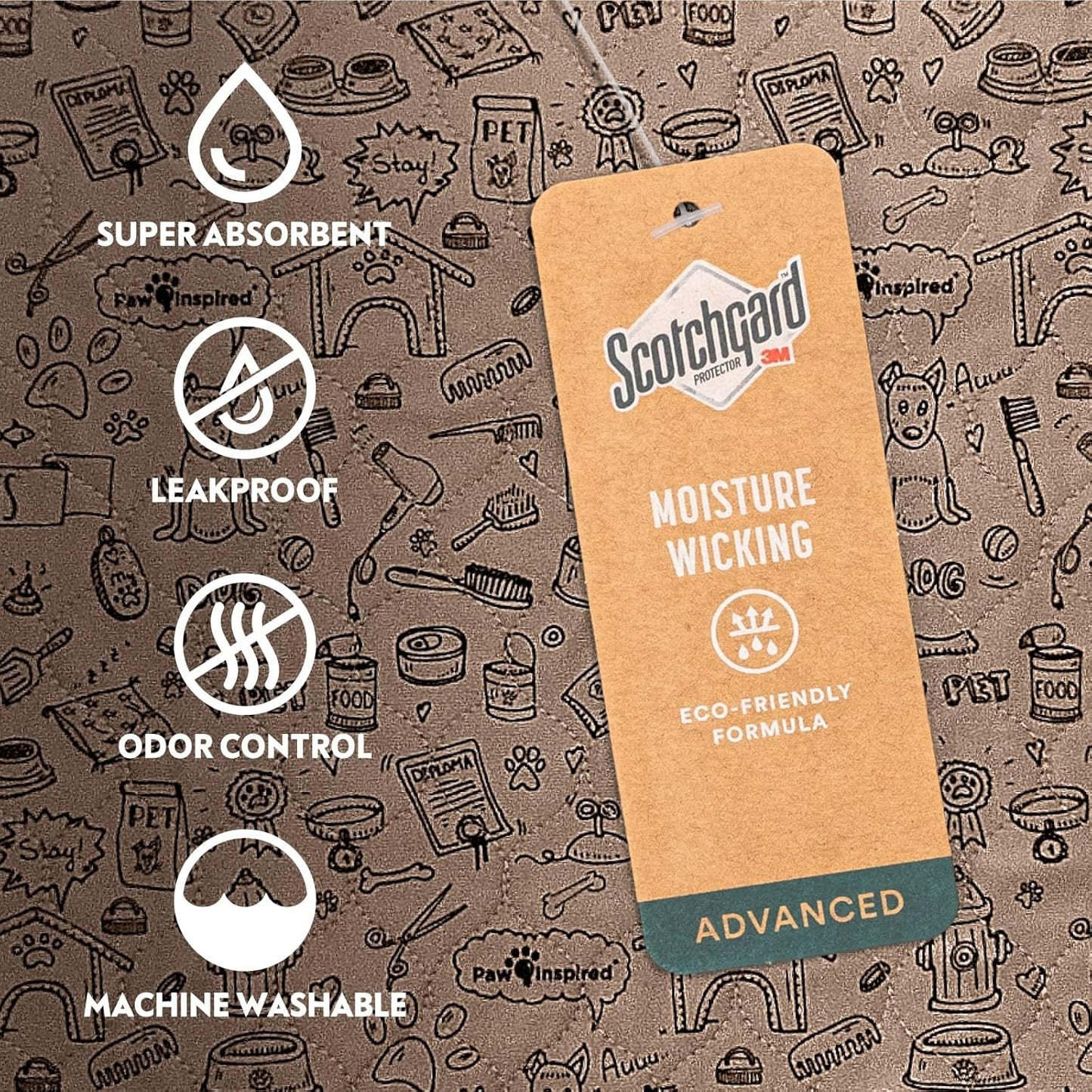 Paw Inspired Washable Pee Pads for Dogs | Reusable Puppy Pads | Waterproof Whelping Pads | Washable Training Pet Pads, Washable Potty Pads Extra Large Sizes (Classic, 32x30" - pattern (2 pack))