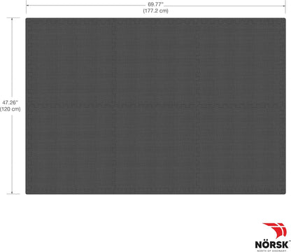 Norsk Dual-Sided Reversible 1/2" Foam Exercise Mats for Home Gym - Interlocking EVA Foam Tiles