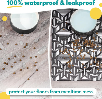 NALALAS Dog Mat for Food and Water, Cat Feeding Mat | Waterproof Dog Bowl Mat | Non-Slip Pet Food Mat for Floors | Pet Mats for Food and Water | Easy to Clean