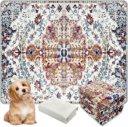 Washable Pee Pads for Dogs, (2 Pack, 36"x42") Upgrade Reusable Puppy Pads with Non-Slip Rug Pad, Super Thickening Absorbent Leakproof Dog Traning Pads Whelping Pad for Dogs, Doggie(Red-1)