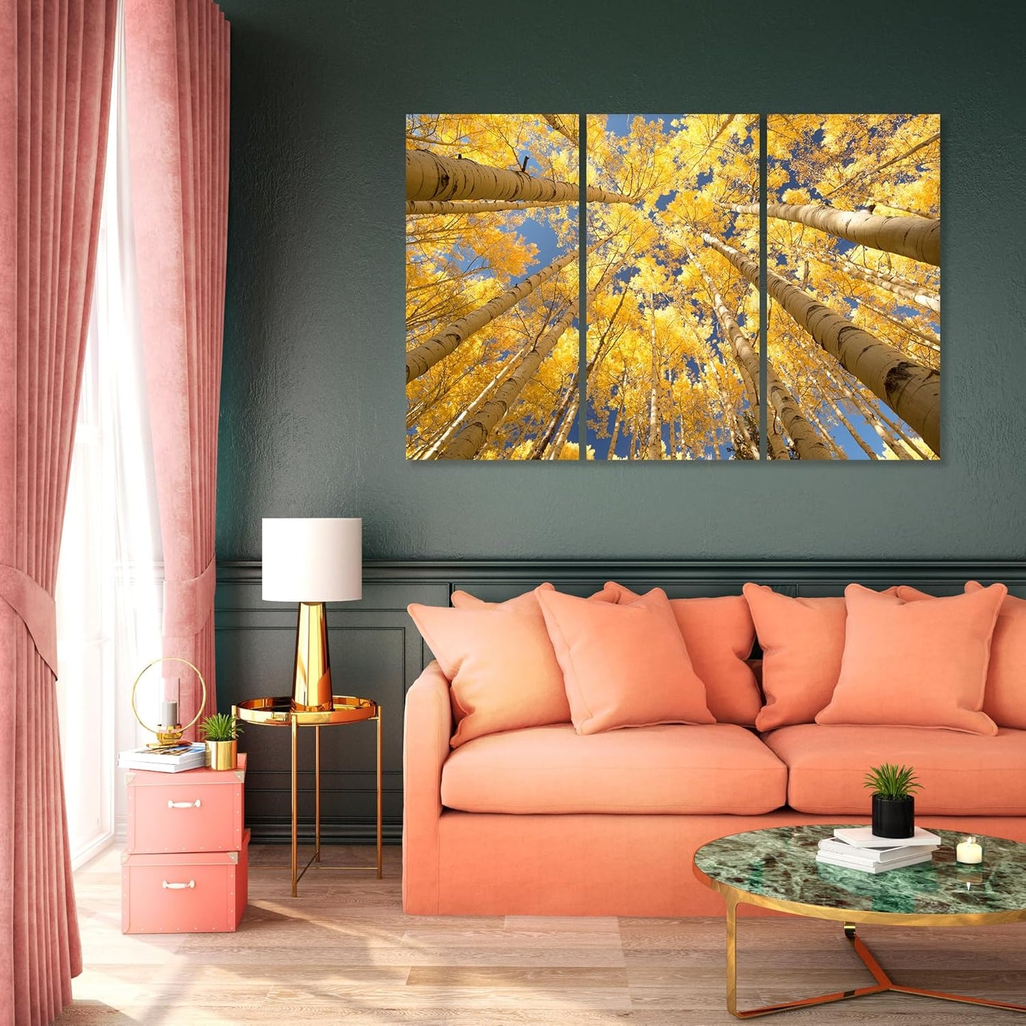 Nature Wall Art Prints - Ocean Forest Mountain Lake Canvas Landscapes - Small to Extra Large Living Room Bedroom Kitchen Bathroom Décor (Reaching for the Sky, 55L" x 83W"- 3 Panels)