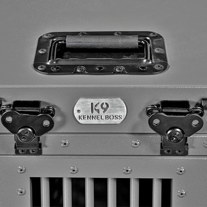 Heavy Duty Fully Collapsible Powder-Coated Aluminum Dog Crate - Small (Gray)