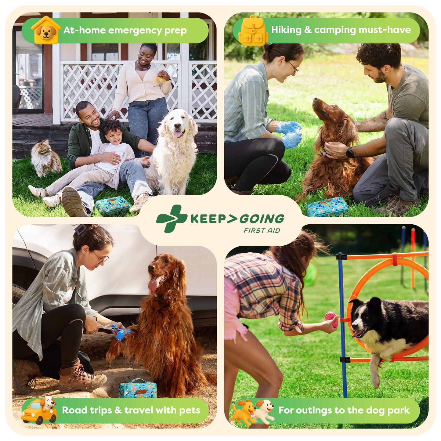 KeepGoing Pet First Aid Kit for Dogs & Cats. Chosen for real quality, fits naturally into modern