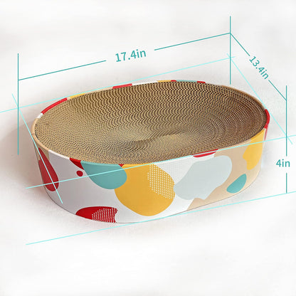 Cat Scratcher Lounge Bed - Lounge Couch for Indoor Cats Oval Shape 17"x13" Long Lasting Furniture
