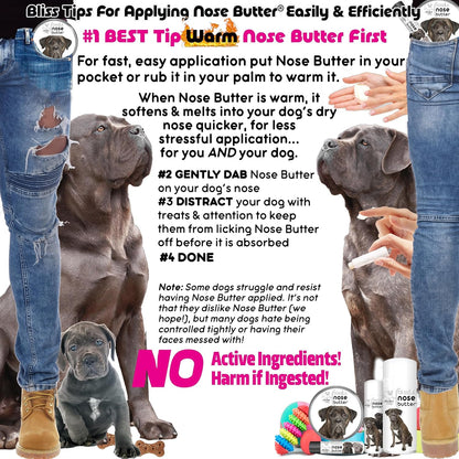 The Blissful Dog Cane Corso Nose Butter for Dry, Cracked Skin, Lick-Safe Dog Nose Balm with Moisturizing Shea Butter, Almond, Olive, and Essential Oils, Pet Supplies, Uncented, 1 oz.