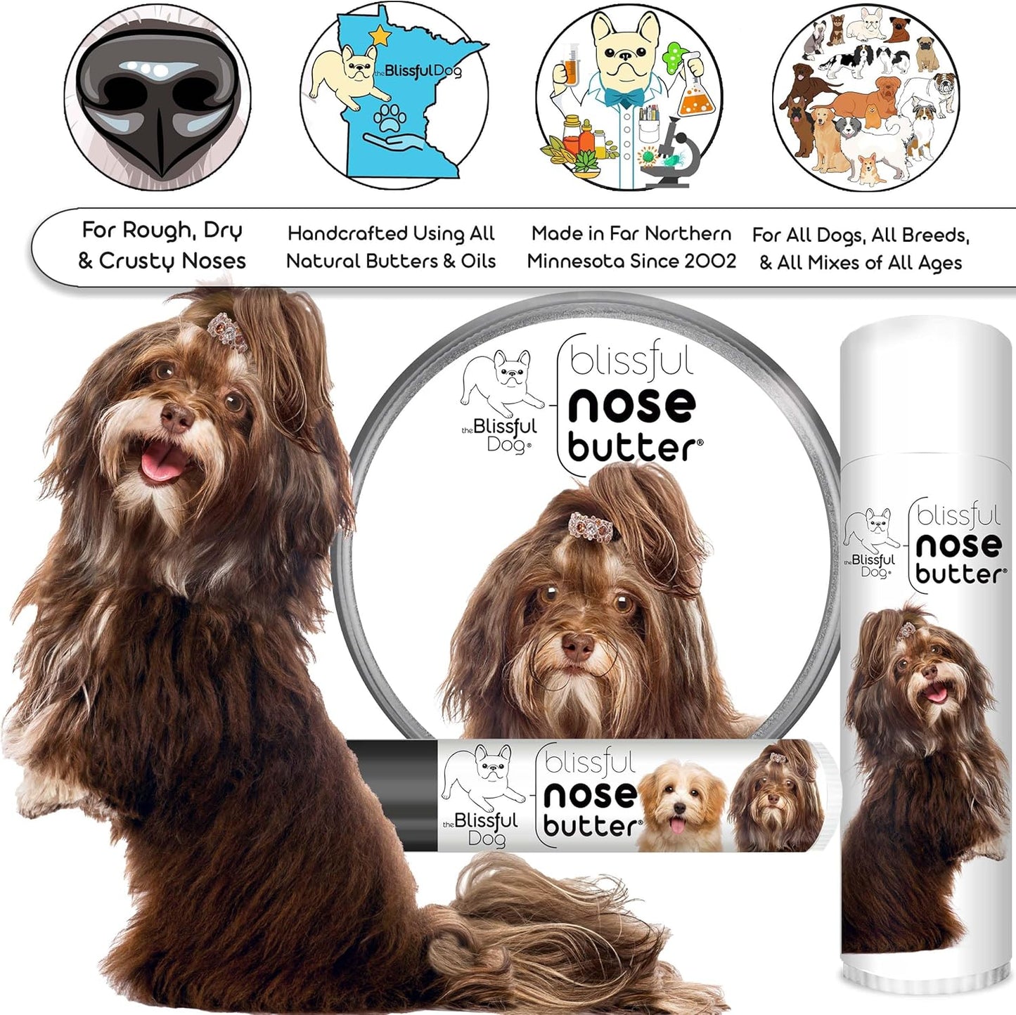 The Blissful Dog Havanese Unscented Nose Butter - Dog Nose Butter, 0.15 Ounce