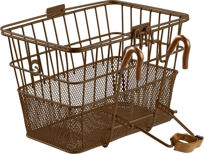 Retrospec Apollo Detachable Front Bike Basket Steel Half-Mesh with Integrated Detachable Hooks and Built-In Handle, Easy Assembly and Portability for Bicycles