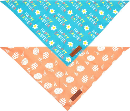 Realeaf Happy Easter Dog Bandanas 2 Pack, Reversible Pet Scarf for Boy and Girl, Premium Durable Fabric, Holiday Bandana for Small Medium Large and Extra Large Dogs (X-Large)