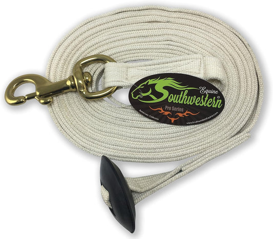 Southwestern Equine Lunge Line for Horses Cotton Horse Lunge Line with Bolt Snap & Rubber Stop