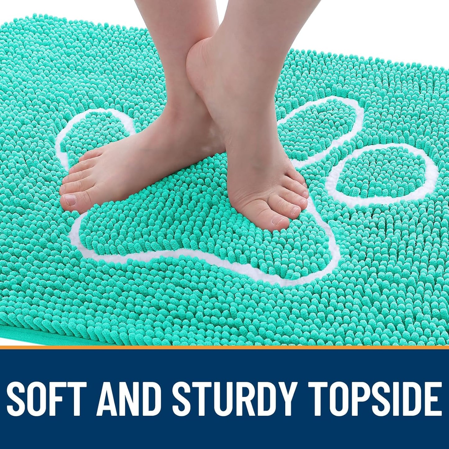 OLANLY Door Mat for Muddy Dog Paws 36x24, Ultra Absorbent Chenille Mud Doormat with Paw Print Design, Non-Slip Washable Doormat for Indoor Entryway, Quick-Dry Pet Bed Mats for Dirty Dogs, Teal