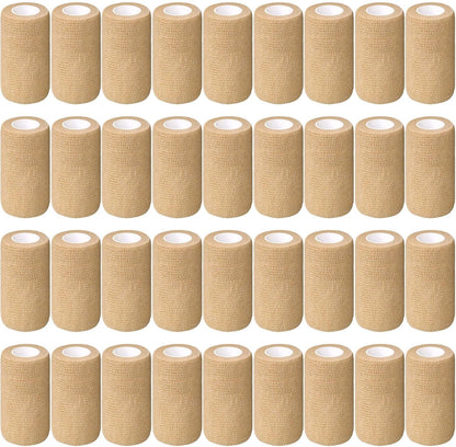 Treela 36 Pcs Self Adherent Bandage 4" X 5 Yard Wrap Breathable Cohesive Bandage Elastic Adhesive Tape for Stretch Athletic Sports Wrist Ankle(Nude)