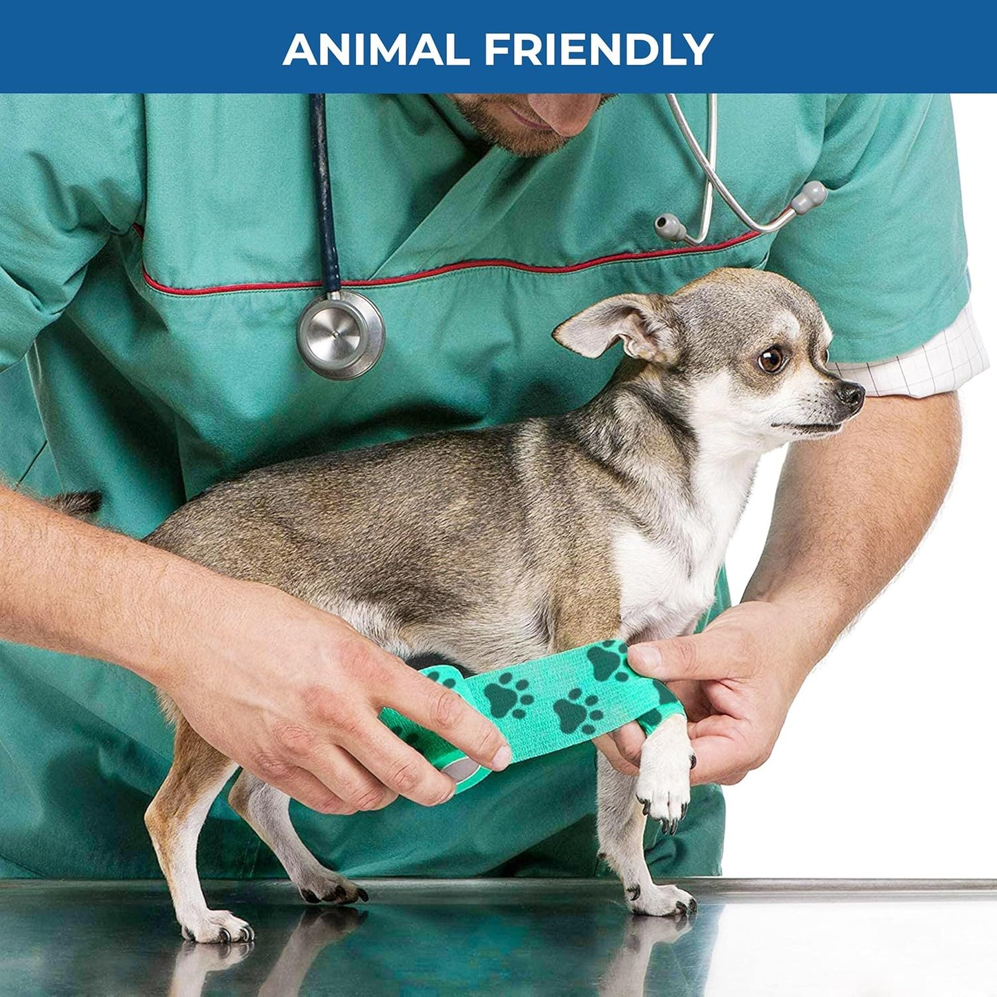 Self Adhesive Bandage Wrap - Pack of 09 Assorted Colors, Breathable & Water-Resistant Vet Wrap for First Aid, Sports Injury, Body Sprains, & Pets (2 Inch Paw Print Multicolor - 09 Pack)