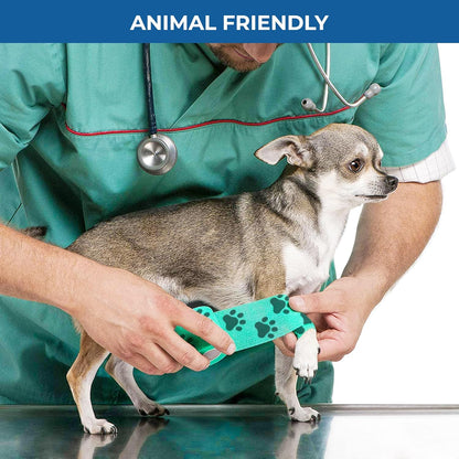 Self Adhesive Bandage Wrap - Pack of 09 Assorted Colors, Breathable & Water-Resistant Vet Wrap for First Aid, Sports Injury, Body Sprains, & Pets (2 Inch Paw Print Multicolor - 09 Pack)