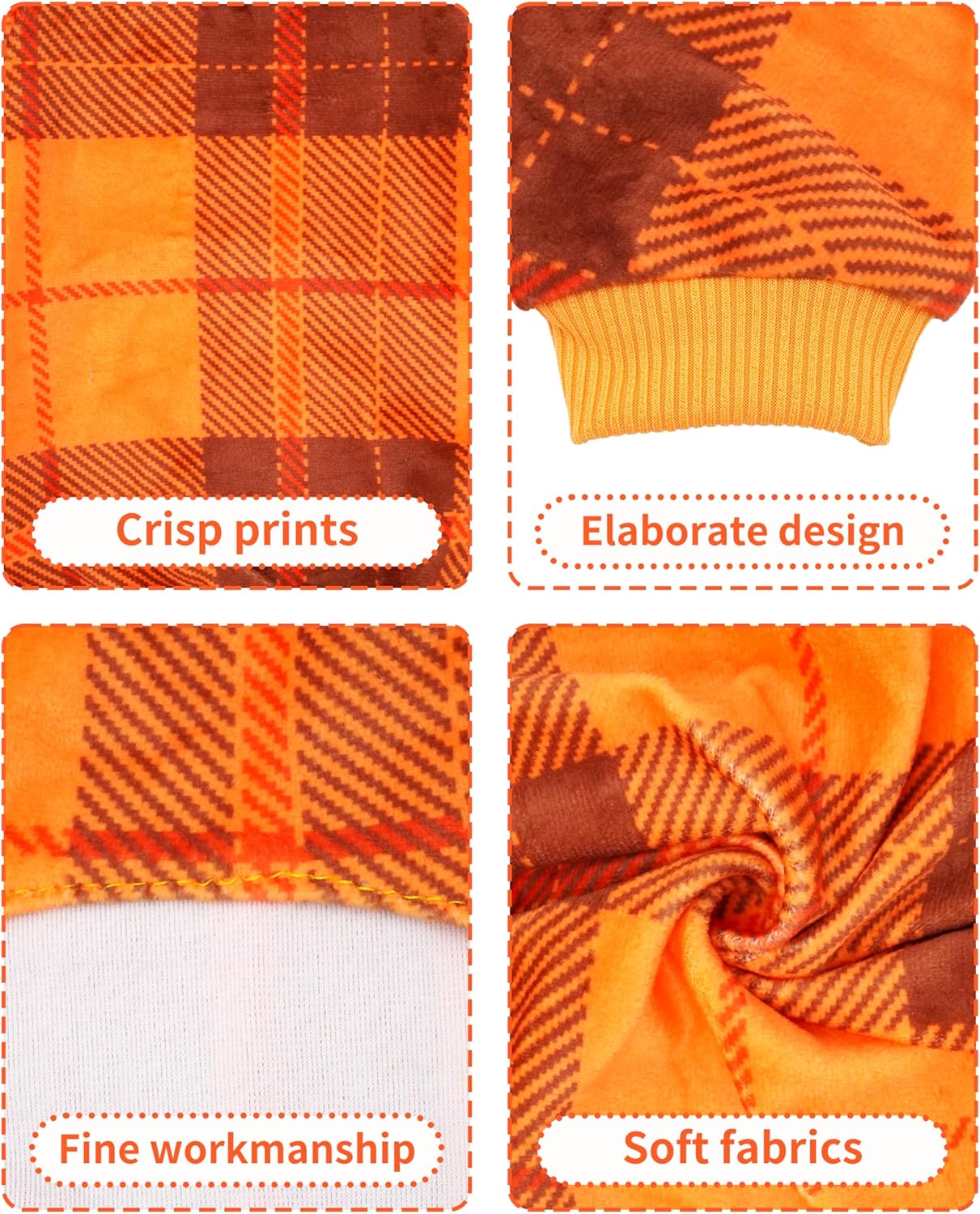 PET SHOW 4 Pack Small Dog Pajamas Holiday Dog Clothes for Medium Dogs Girl Boy Soft Stretchy PJs Plaid Jumpsuit Puppy Fall Onesies Christmas Outfits with Sleeve Pets Dachshund Costume(XXL, Plaid)