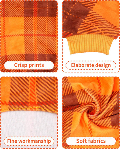 PET SHOW 4 Pack Small Dog Pajamas Holiday Dog Clothes Doggies Girl Boy Soft Stretchy PJs Plaid Jumpsuit Puppy Cats Fall Onesies Christmas Outfits with Sleeve Pets Dachshund Costume(S, Plaid)